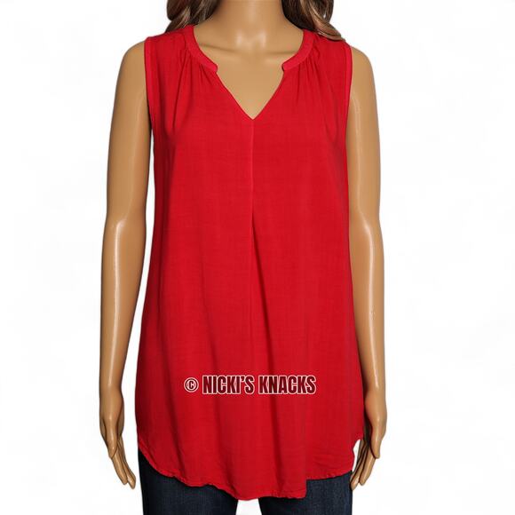 Universal Thread Red Sleeveless Split Neck Soft Rayon Blouse Top Size L - Picture 3 of 9